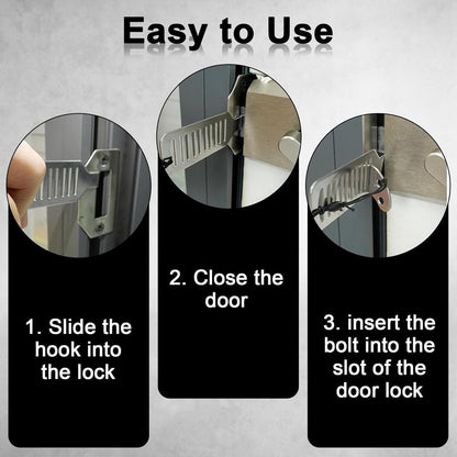 2 pieces - Door stopper - Portable door lock - Lock - Portable security door locks - Anti-theft door stopper - Anti-burglary door stopper - theft protection - for travel, apartments, hotels, schools, vacation homes - 8*3 cm - silver - Image 3