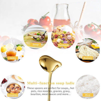 2 pieces - Gravy ladle - Spoon - Spoon with spout - Kitchen sauce ladle - Sauce ladle - Stirring spoon - Soup ladle - Ladle set - Cooking spoon - Serving spoon - Soup ladle - Oil and fat separator - Stainless steel kitchen spoons - for soup, sauce and spi - Image 3
