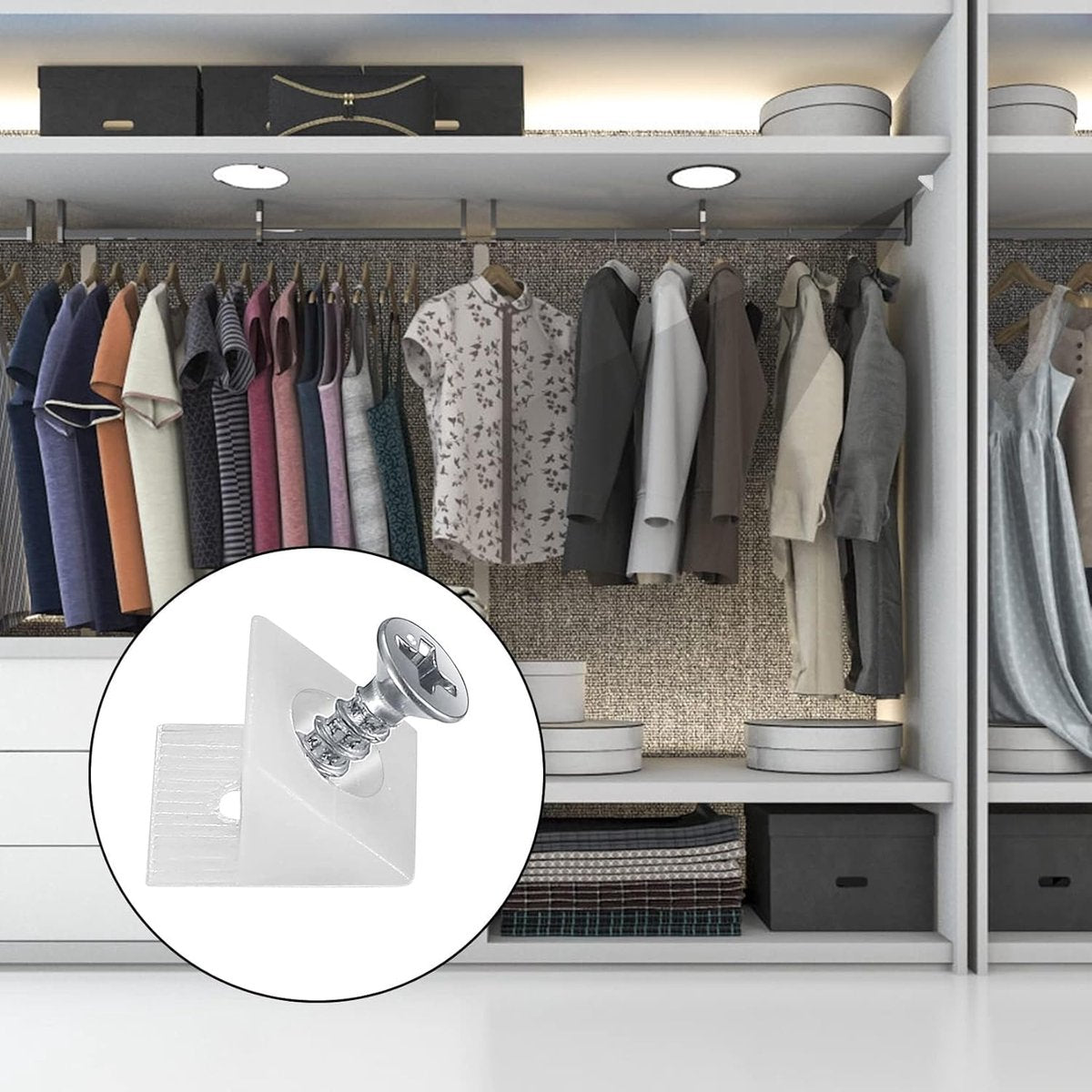 50 pieces - drawer wedges - drawer repair kit - L-shaped drawer wedges - with screws - mounting wedges - drawer back supports - cabinet shelf support - plastic drawer reinforcement repair kit - for home repair and furniture - 15*12.8*9.6 cm - white - Image 2