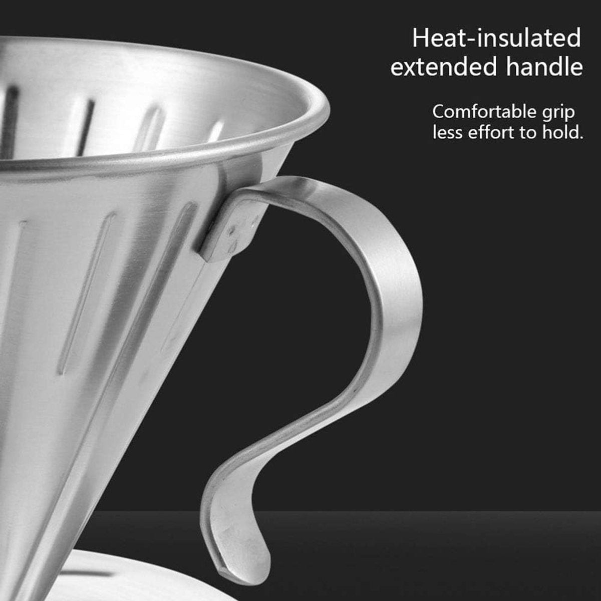 Pour Over Coffee Dripper - Stainless Steel Metal - Reusable - Cone Coffee Filter - Slow Brew Accessories for Home Cafe Restaurants - Image 3