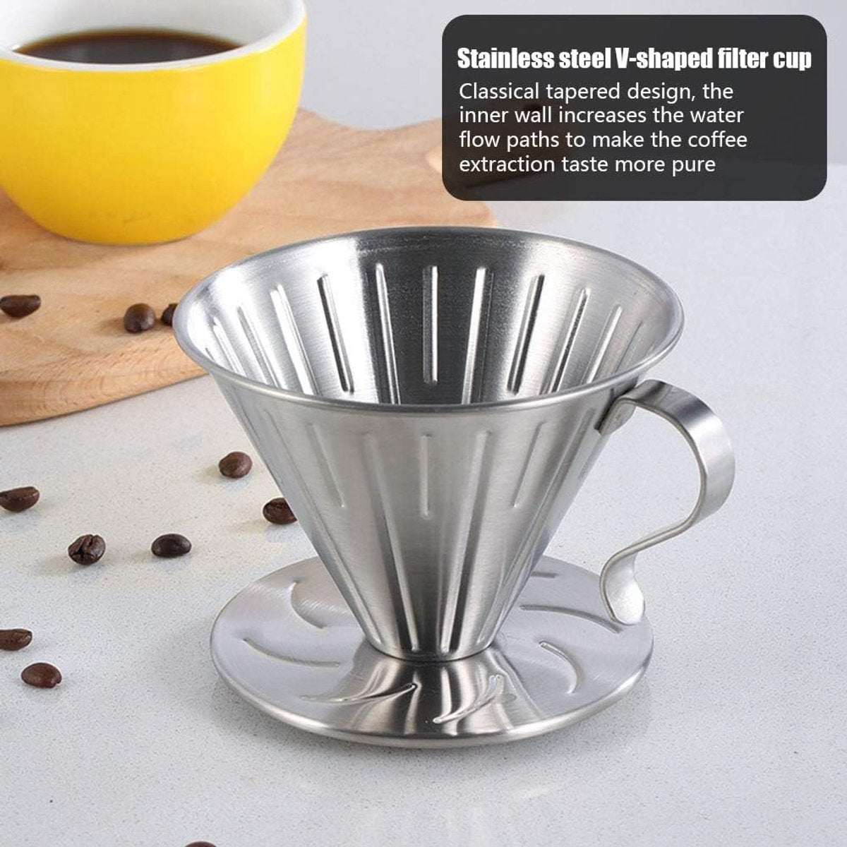 Pour Over Coffee Dripper - Stainless Steel Metal - Reusable - Cone Coffee Filter - Slow Brew Accessories for Home Cafe Restaurants - Image 5