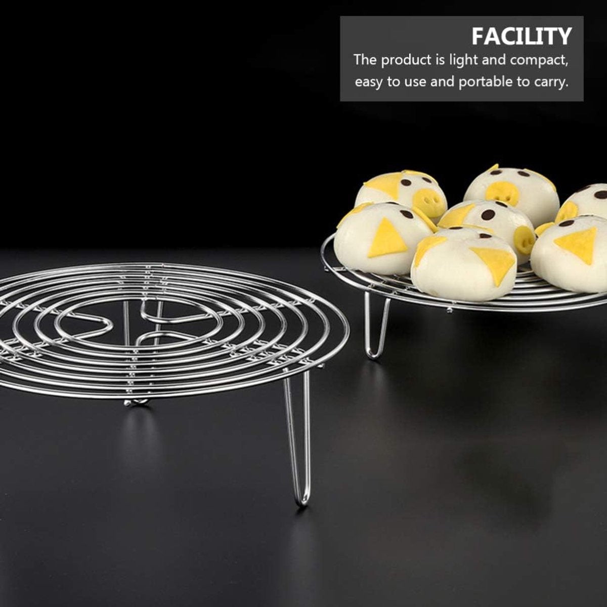 Stainless Steel Steamer Rack - 2 Pieces - Oven Rack - Round Steamer Rack - 7 cm high - Microwave Rack - Cooking Utensils - Steamer Basket - Kitchen Trivet - Dumpling cooking rack - steamer rack - for pressure cookers and air fryers - 16 x 16 x 7 cm - Image 2