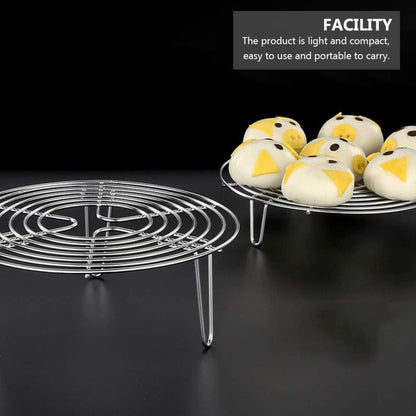 Stainless Steel Steamer Rack - 2 Pieces - Oven Rack - Round Steamer Rack - 7 cm high - Microwave Rack - Cooking Utensils - Steamer Basket - Kitchen Trivet - Dumpling cooking rack - steamer rack - for pressure cookers and air fryers - 16 x 16 x 7 cm - Image 2