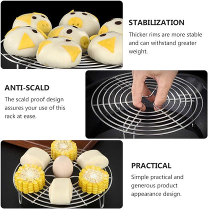 Stainless Steel Steamer Rack - 2 Pieces - Oven Rack - Round Steamer Rack - 7 cm high - Microwave Rack - Cooking Utensils - Steamer Basket - Kitchen Trivet - Dumpling cooking rack - steamer rack - for pressure cookers and air fryers - 16 x 16 x 7 cm - Image 3