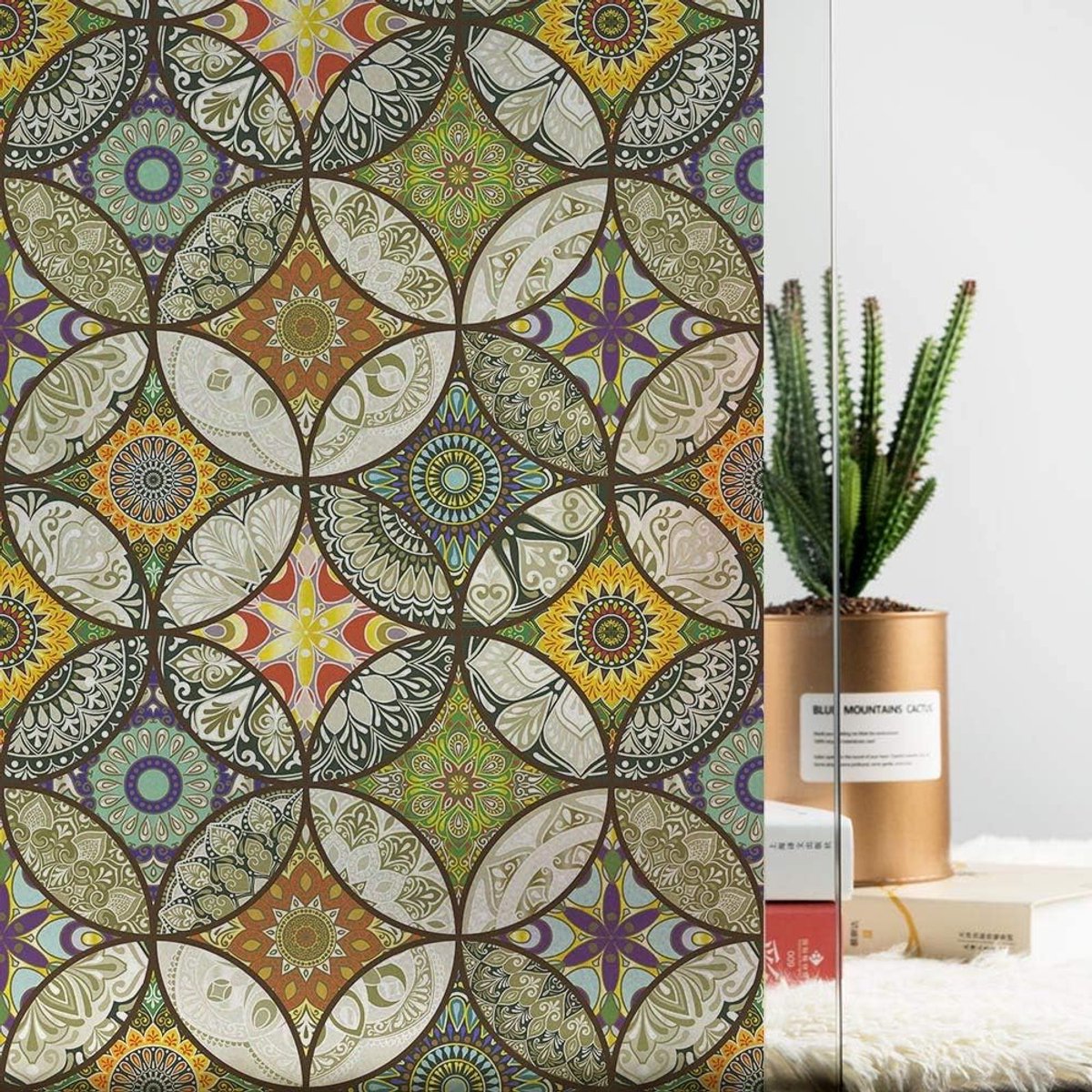 Dktie Decorative Window Film - Stained Glass Window Film - Decorative Film - Window Film - Privacy Screen Printing for Windows - Frosted Glass - Circle Pattern - Static - Adhesion - Window Film Window Privacy - Decorative Film - Simple Fix Window Film - 4 - Image 4
