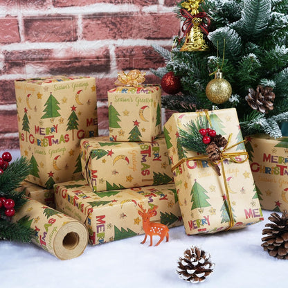 Wrapping paper - Christmas wrapping paper - Christmas gift paper - Wrapping paper with figures - 43 x 300cm - 1 Roll - Christmas paper wrapping paper for Christmas - Christmas paper wrapping paper for children - gift paper - Kraft gift paper - Christmas - - Image 2