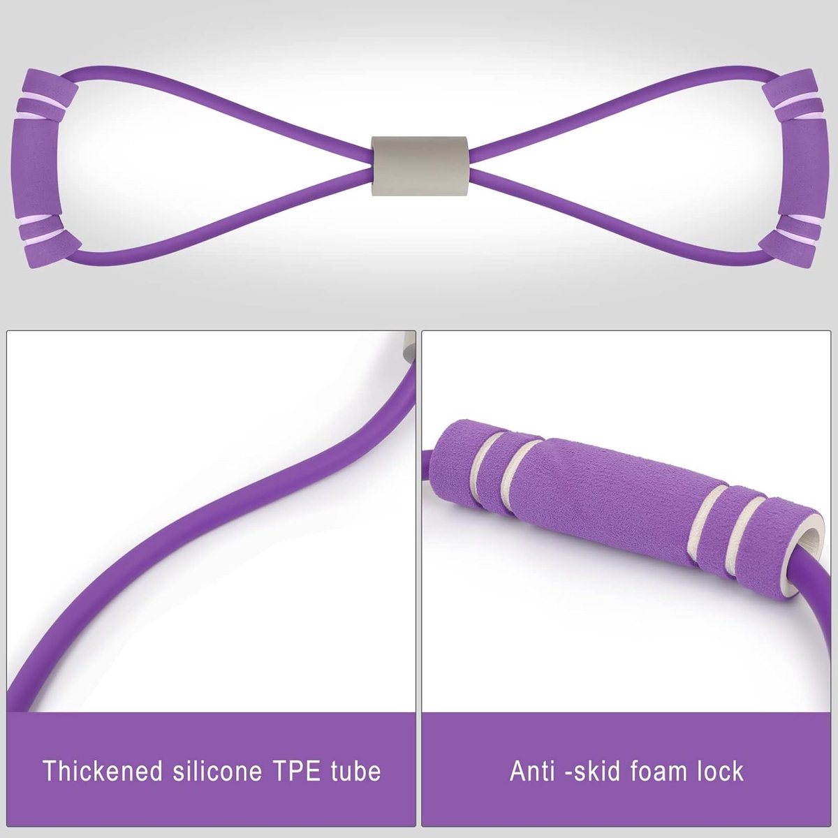 Fitness Elastic Bands - 2 Pieces - Figure 8 Resistance Bands - Resistance Power Band Tube - Fitness Bands - Yoga Resistance Band - Stretch Fitness Band - Resistance Cable - Pull Rope - Chest, Arm and Shoulder Stretch Bands - for Home Training, Strength Tr - Image 2