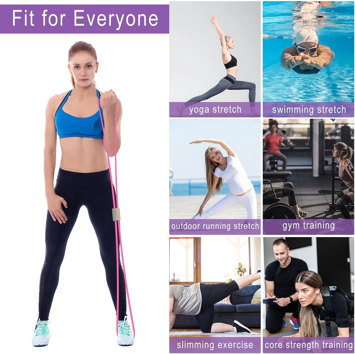 Fitness Elastic Bands - 2 Pieces - Figure 8 Resistance Bands - Resistance Power Band Tube - Fitness Bands - Yoga Resistance Band - Stretch Fitness Band - Resistance Cable - Pull Rope - Chest, Arm and Shoulder Stretch Bands - for Home Training, Strength Tr - Image 4