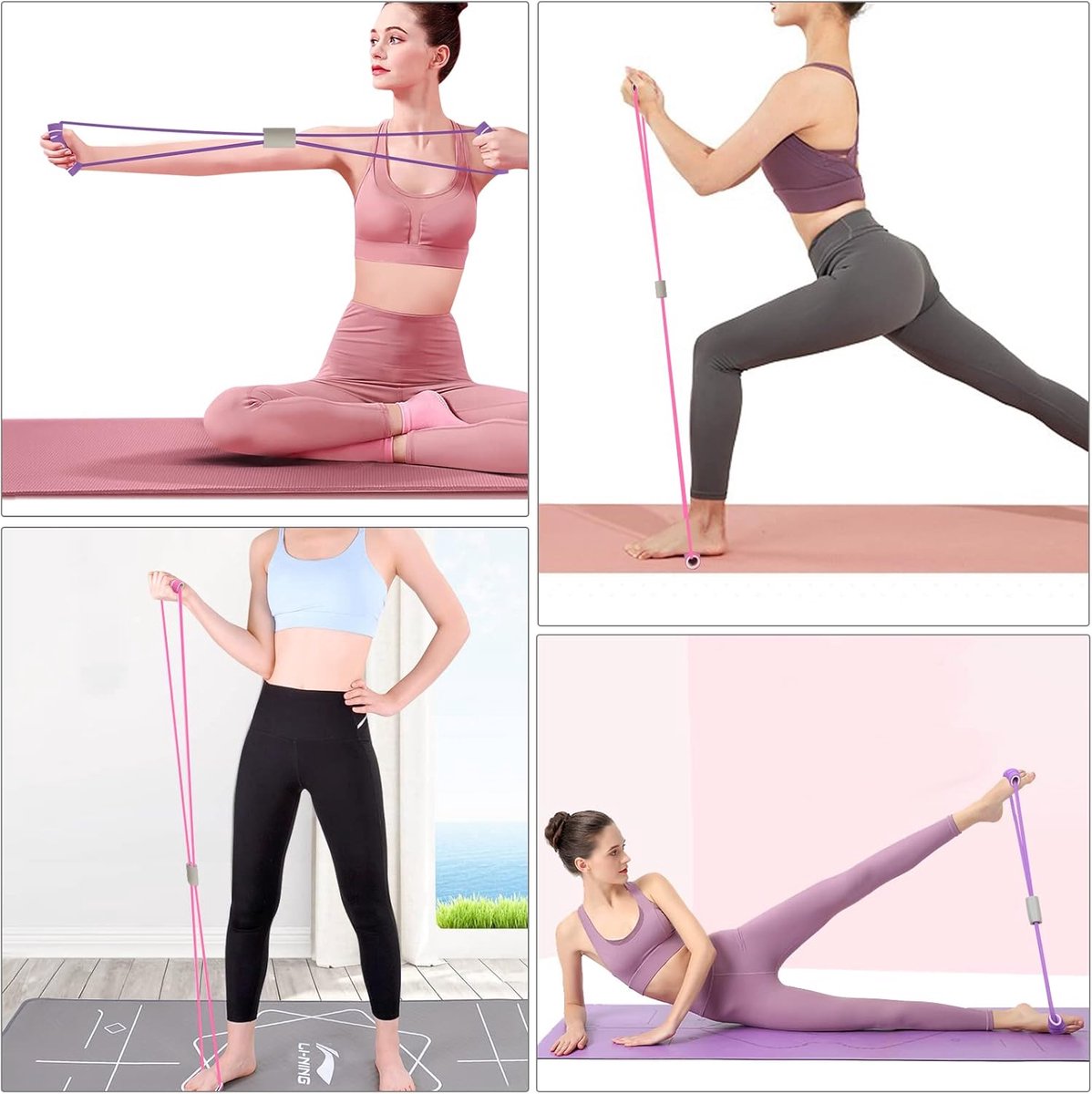 Fitness Elastic Bands - 2 Pieces - Figure 8 Resistance Bands - Resistance Power Band Tube - Fitness Bands - Yoga Resistance Band - Stretch Fitness Band - Resistance Cable - Pull Rope - Chest, Arm and Shoulder Stretch Bands - for Home Training, Strength Tr - Image 5