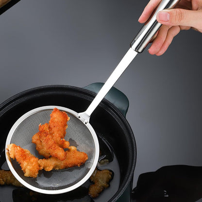 2 Pieces Stainless Steel Kitchen Sieve - Food Sieve - Sieve - Skimmer - Spoon-skimmer with handle and colander - Frying Spatula - for noodles / rice / vegetables / egg whites etc. - Colander - for filter residue - Skimmer Spoon - Silver - ø10 cm - Image 4