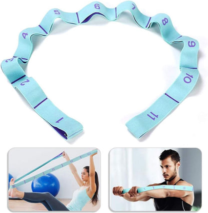 125*4 cm - Yoga resistance band - Yoga stretch band - Yoga exercise band - Stretch band - with 11 rings - Resistance band - for training, pilates, dance and fitness - blue purple - Image 3