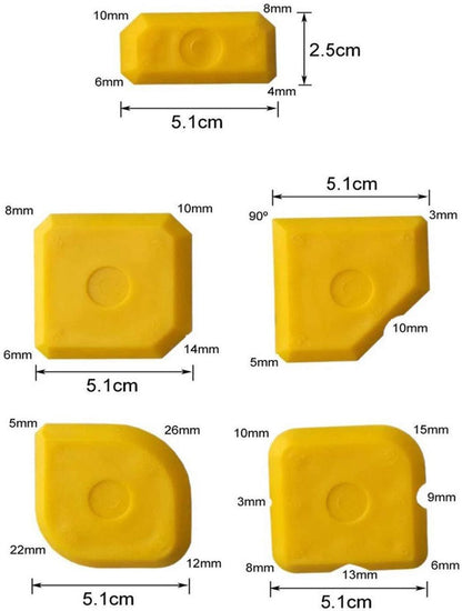 5 pieces - Seam tools - Silicone seam tools - Silicone sealant tool - Silicone tool set - Caulking spatula set - silicone joint spatula - joint removers - caulking tool - for smoothing silicone and acrylic joints - yellow - Image 2