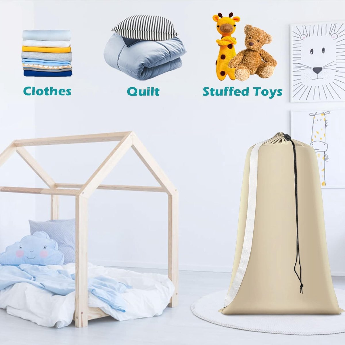 2 pieces - Laundry bag - Sturdy laundry bag - Travel laundry bag - Storage bag for dirty laundry - Large laundry bag - Washing machine laundry bag - Laundry net bag - Protective laundry bag for clothing - Laundry bags for laundry - with straps - with draw - Image 4