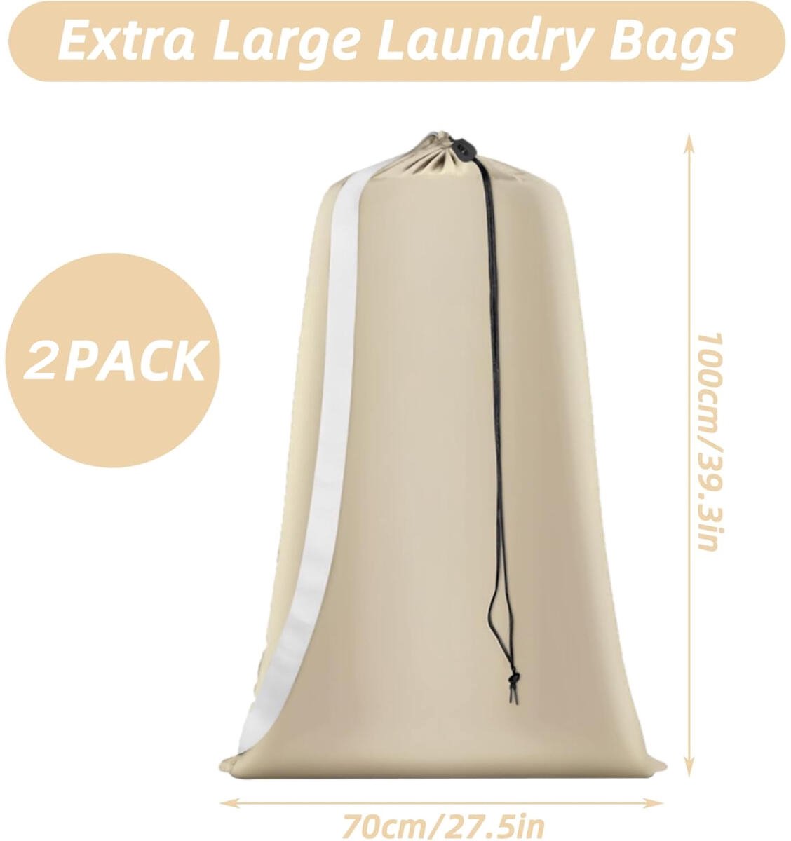 2 pieces - Laundry bag - Sturdy laundry bag - Travel laundry bag - Storage bag for dirty laundry - Large laundry bag - Washing machine laundry bag - Laundry net bag - Protective laundry bag for clothing - Laundry bags for laundry - with straps - with draw - Image 5