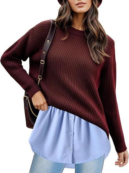 2-Piece Mini Adjustable Shirt Extender Removable Layering Half Length Underskirt with Buttons - False Hem - Fake Skirt Hem - Women's - White/Blue - Image 2