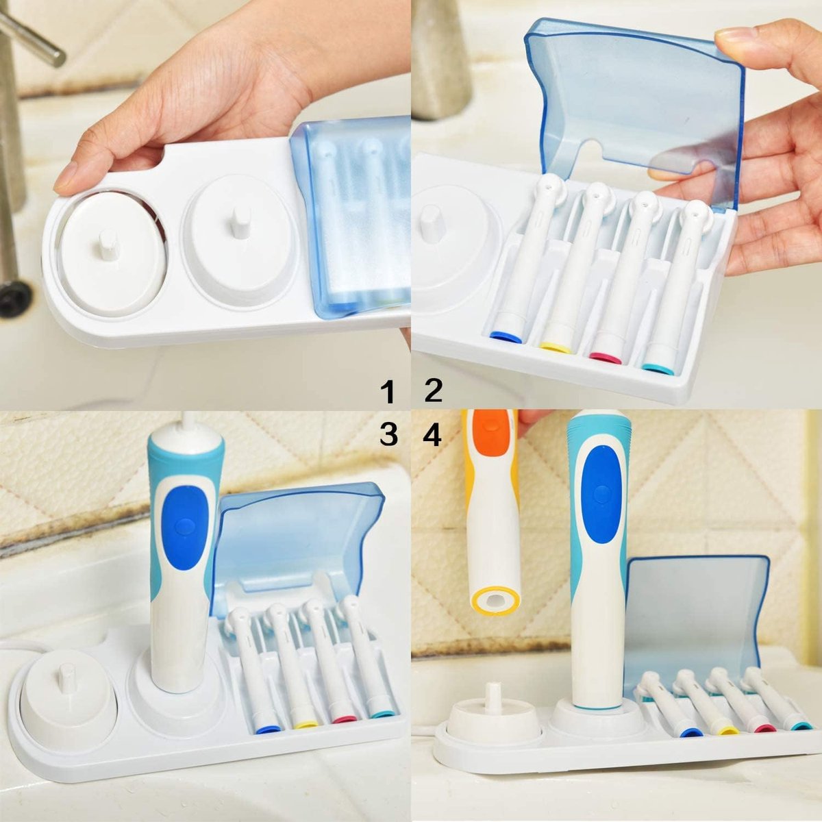 toothbrush holder - Toothbrush holder suitable for Oral-B - electric toothbrush holder suitable for Oral-B - holder for electric toothbrushes suitable for Oral-B - Suitable for 4 brush heads and 2 charging stations - Image 3