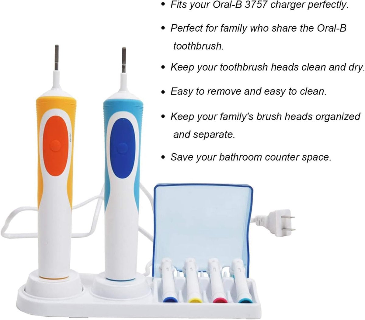 toothbrush holder - Toothbrush holder suitable for Oral-B - electric toothbrush holder suitable for Oral-B - holder for electric toothbrushes suitable for Oral-B - Suitable for 4 brush heads and 2 charging stations - Image 5