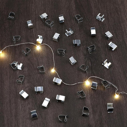 50 pieces - Christmas Lighting Gutter Hooks - Light Hose Clamps - Christmas Lighting Clips - Weatherproof Metal Gutter Clamp - Festive Lighting Clamps - Cable Clips - Christmas Decoration Hooks - for Christmas and Halloween Seasonal Cord - Silver - 24*15  - Image 2