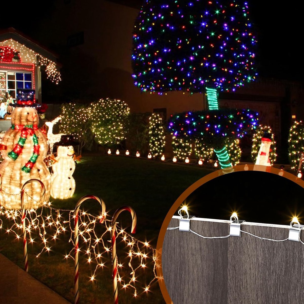 50 pieces - Christmas Lighting Gutter Hooks - Light Hose Clamps - Christmas Lighting Clips - Weatherproof Metal Gutter Clamp - Festive Lighting Clamps - Cable Clips - Christmas Decoration Hooks - for Christmas and Halloween Seasonal Cord - Silver - 24*15  - Image 3