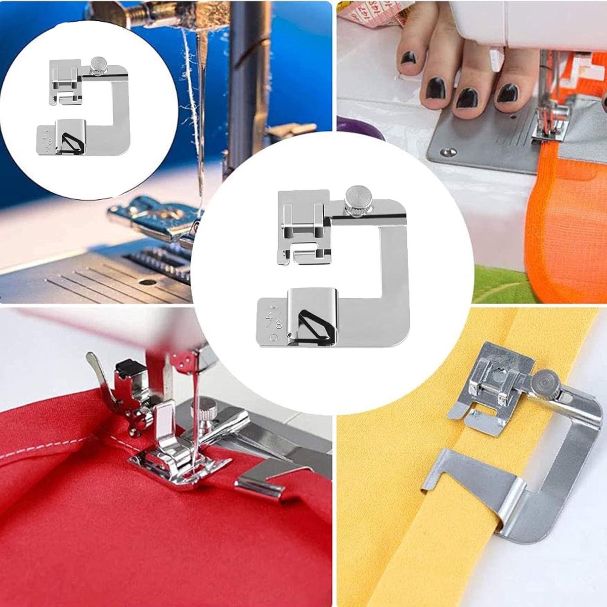 Sewing machine feet - Hem Presser Foot - 3 Sizes - Sewing Machine Hemming Foot Kit - universal presser feet - Presser feet - sewing machine accessories - Rolled hem presser foot for most sewing machines with low spindle adapter (4/8, 6/8, 8/8 inch) - Image 4