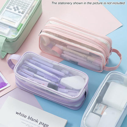 Transparent pencil case - transparent black - teen pencil case - large case for school and office - adult pencil case - Image 3
