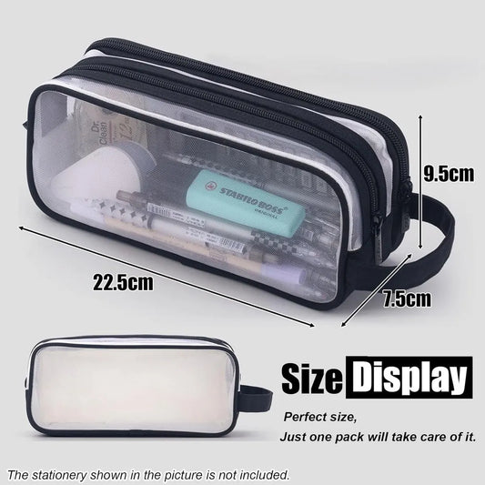 Transparent pencil case - transparent black - teen pencil case - large case for school and office - adult pencil case - Image 4