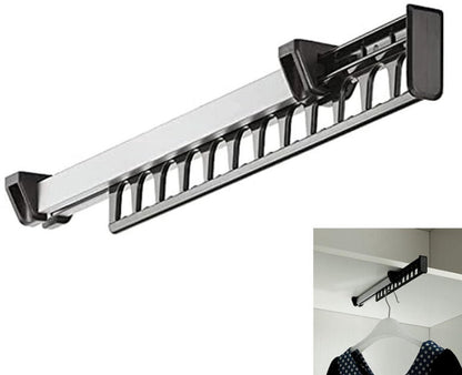 Extendable Clothes Rail - Adjustable Clothes Rail - Telescopic Extendable Clothes Rack - Extendable Clothes Rail - Adjustable Clothes Rail - Clothes Hanger - Metal Wardrobe Rail - Wardrobe Rack - extendable clothes rail - 315*42*50 mm - black