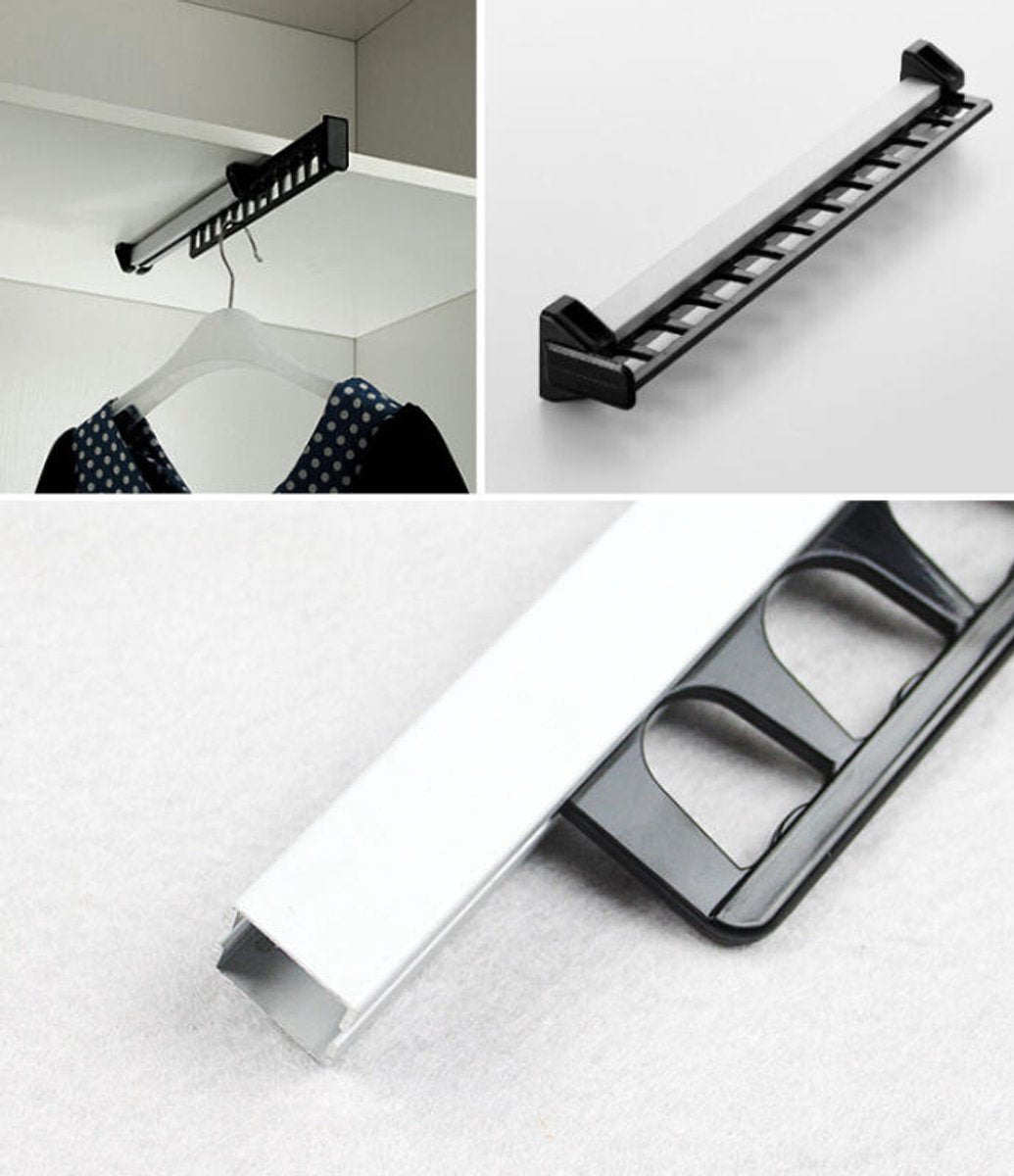 Extendable Clothes Rail - Adjustable Clothes Rail - Telescopic Extendable Clothes Rack - Extendable Clothes Rail - Adjustable Clothes Rail - Clothes Hanger - Metal Wardrobe Rail - Wardrobe Rack - extendable clothes rail - 315*42*50 mm - black - Image 4