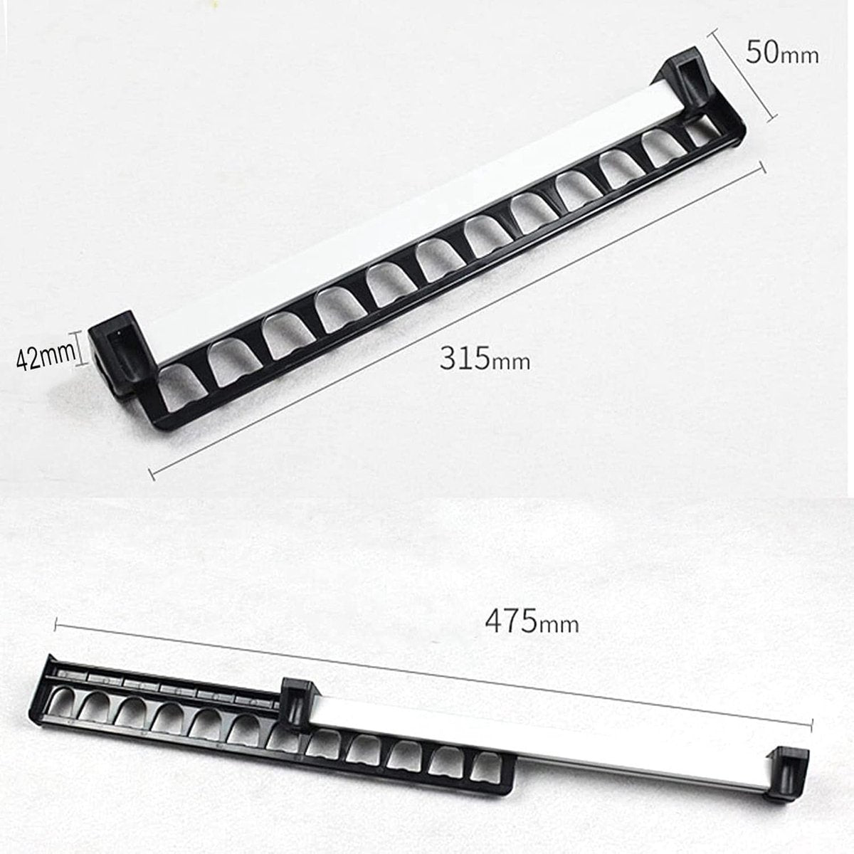 Extendable Clothes Rail - Adjustable Clothes Rail - Telescopic Extendable Clothes Rack - Extendable Clothes Rail - Adjustable Clothes Rail - Clothes Hanger - Metal Wardrobe Rail - Wardrobe Rack - extendable clothes rail - 315*42*50 mm - black - Image 5