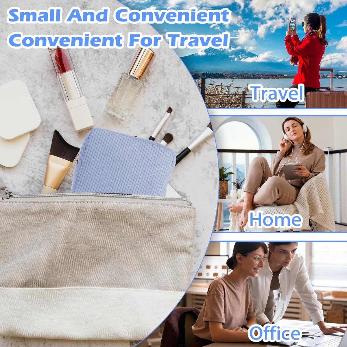 Toiletry Bag - Sanitary Pad Makeup Bag - Sanitary Pad Pouches - Menstrual Bags - Menstrual Pouches - Waterproof Zipper - Tampon Pouches - Napkin Pouches - Cosmetic Bag - Storage Bag - Makeup Bag - For Sanitary Pads, Tampons, Menstrual Cup - Blue - Image 4