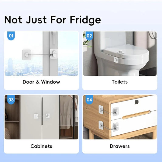 2-Pack Refrigerator Locks - with Keys - for Children, Toddlers, and Adults - Self-Adhesive Refrigerator Lock - for Refrigerator, Cabinets & Drawers, Oven, Windows - Child Safety - White - Image 2