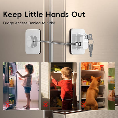2-Pack Refrigerator Locks - with Keys - for Children, Toddlers, and Adults - Self-Adhesive Refrigerator Lock - for Refrigerator, Cabinets & Drawers, Oven, Windows - Child Safety - White - Image 4