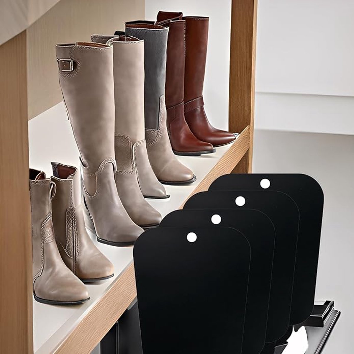 4 pieces - Boot trees - Boot Shapers - Boot filler - Boot stretcher - Stretcher - plastic boot trees for women - high boot supports - boot supports - reusable inserts - shoe care accessory - 35*28 cm - black - Image 3