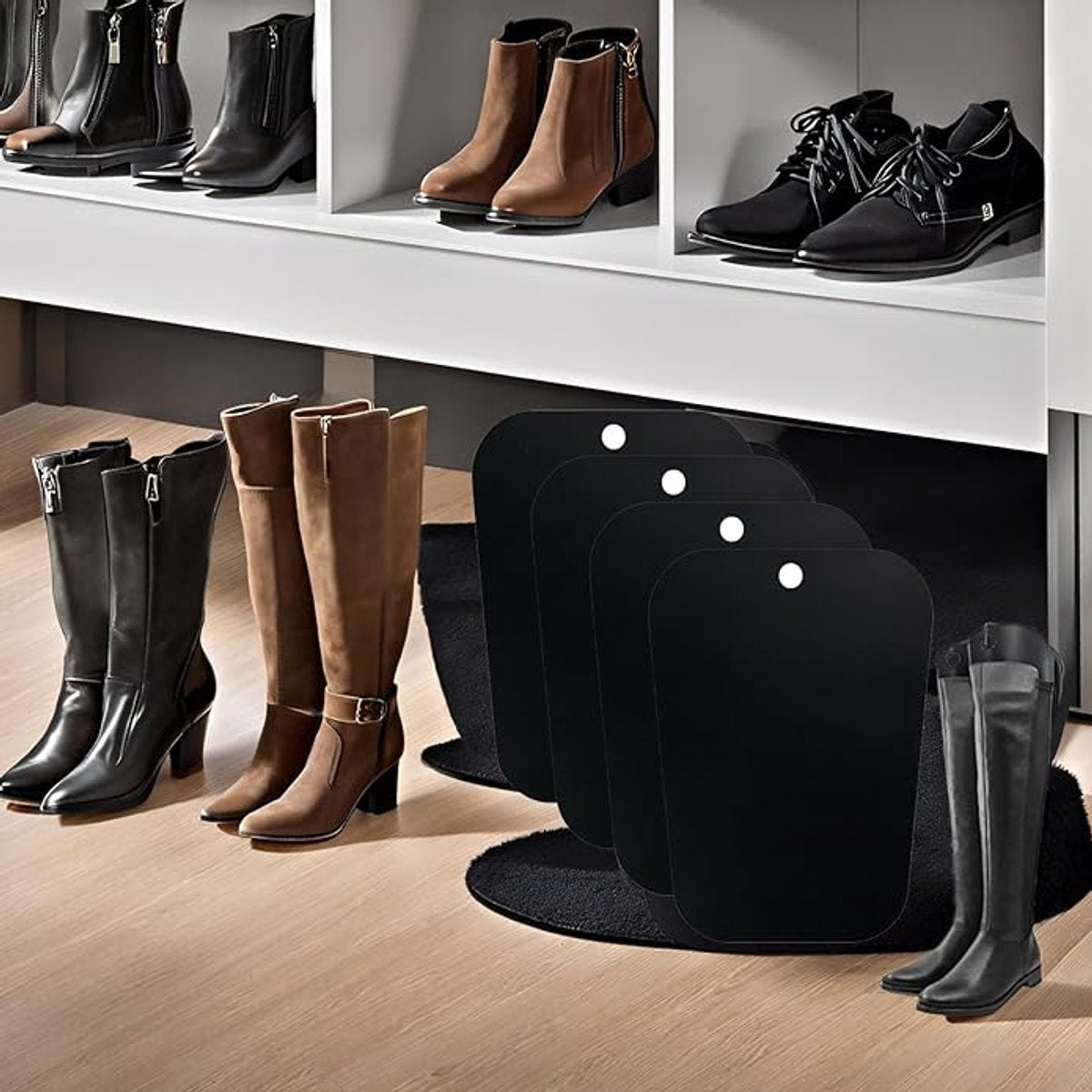 4 pieces - Boot trees - Boot Shapers - Boot filler - Boot stretcher - Stretcher - plastic boot trees for women - high boot supports - boot supports - reusable inserts - shoe care accessory - 35*28 cm - black - Image 4