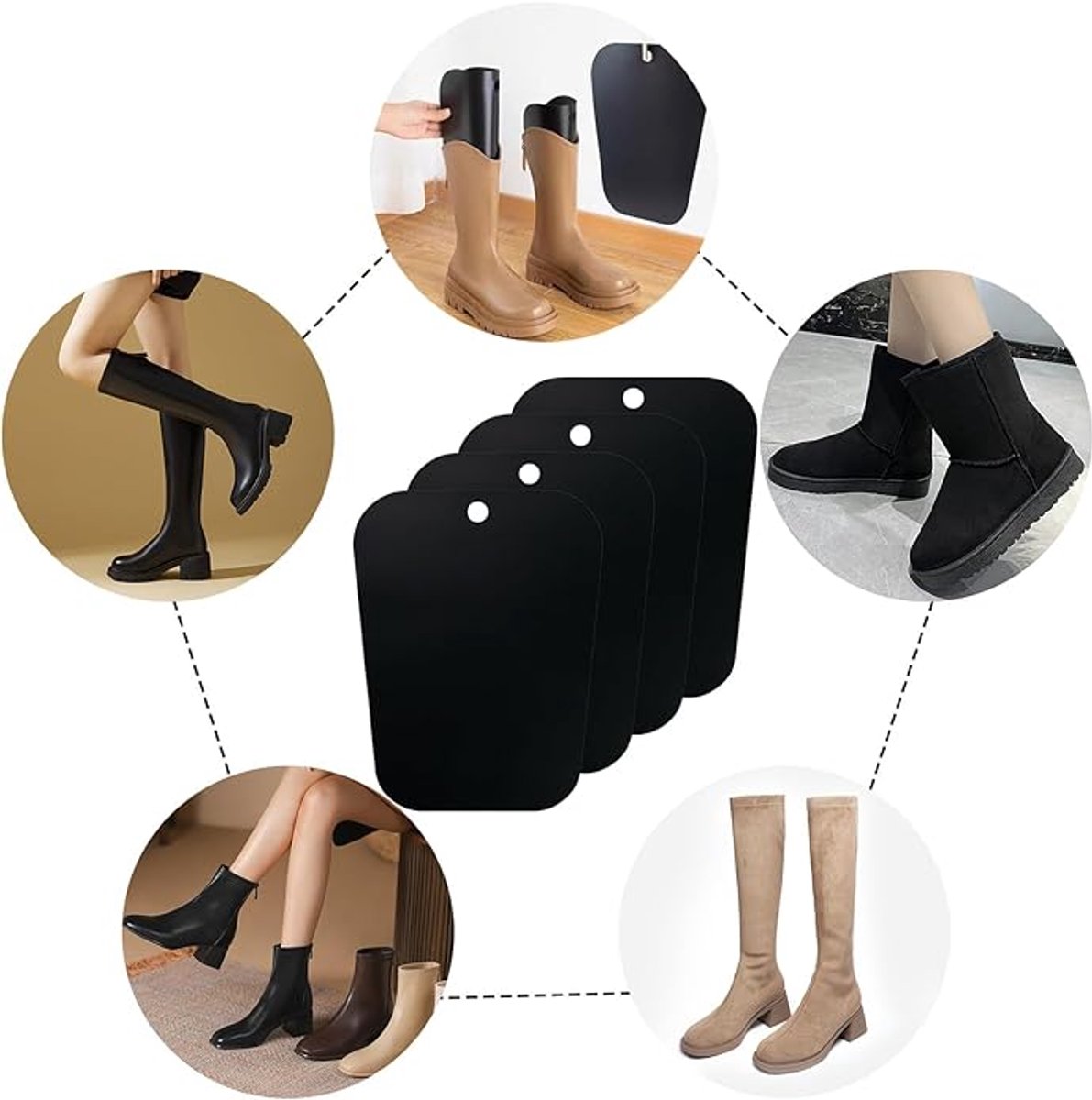 4 pieces - Boot trees - Boot Shapers - Boot filler - Boot stretcher - Stretcher - plastic boot trees for women - high boot supports - boot supports - reusable inserts - shoe care accessory - 35*28 cm - black - Image 5