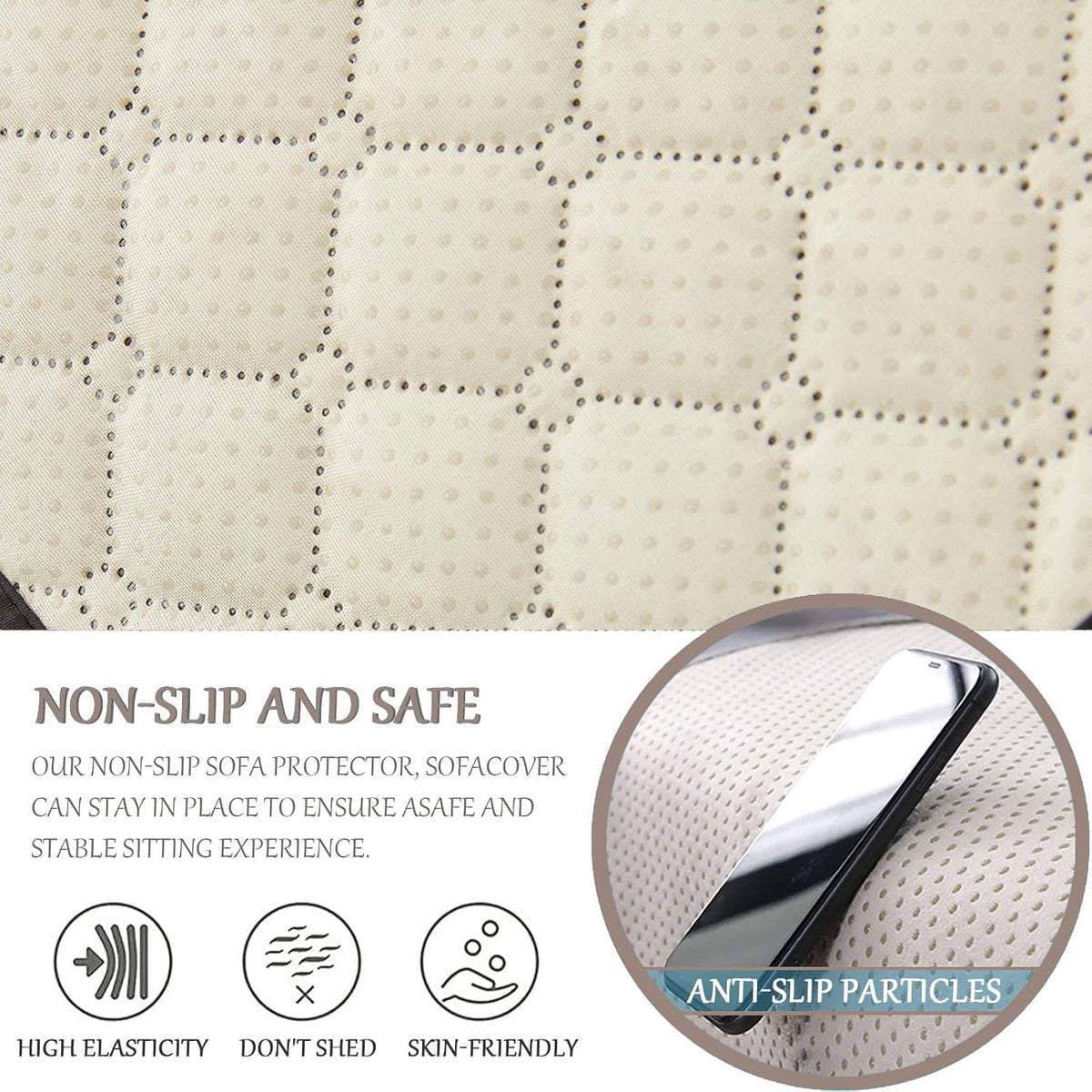 Sofa Cover - 3-Piece Set - Sofa Armrest Cover - Cushion Armrest Pad - Armchair Cover with Pockets - Sofa Protectors - Removable Headrest Cover - Sofa Remote Control Storage Bag - Non-Slip Furniture Protector - Image 2