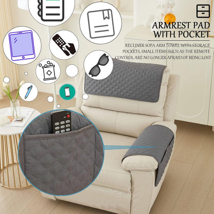 Sofa Cover - 3-Piece Set - Sofa Armrest Cover - Cushion Armrest Pad - Armchair Cover with Pockets - Sofa Protectors - Removable Headrest Cover - Sofa Remote Control Storage Bag - Non-Slip Furniture Protector - Image 4