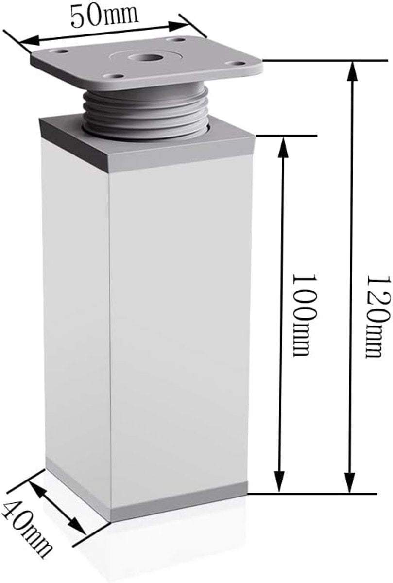 4 pieces - Furniture legs - 10 cm - Adjustable furniture feet - Adjustable table legs - sofa feet - bed feet - table legs - cabinet feet - cabinet leg - aluminum alloy table legs - for kitchen bench, sofas, coffee tables, furniture, cabinet and bed - whit - Image 5