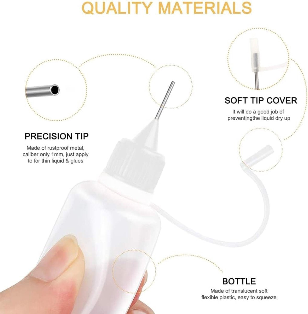 10 pieces - Dispensing bottle - 10ml - Quilling glue needle tip bottles - glue application bottles - with lid - application bottles - paint bottle - squeeze bottles - for DIY crafting, paper quilling, paint, glue dispensing - Refillable - easy to use - Image 4