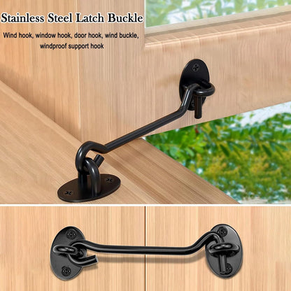pieces - Wind hook - 3 inch - Wind hooks - Door hinges - Door bolt - Hinge - barn door hook - hook and eye bolt - cabin hooks and eye bolt - swivel window hook - door hooks - lock - for sliding door, bedroom, bathroom - 75*39 mm - black - Image 4