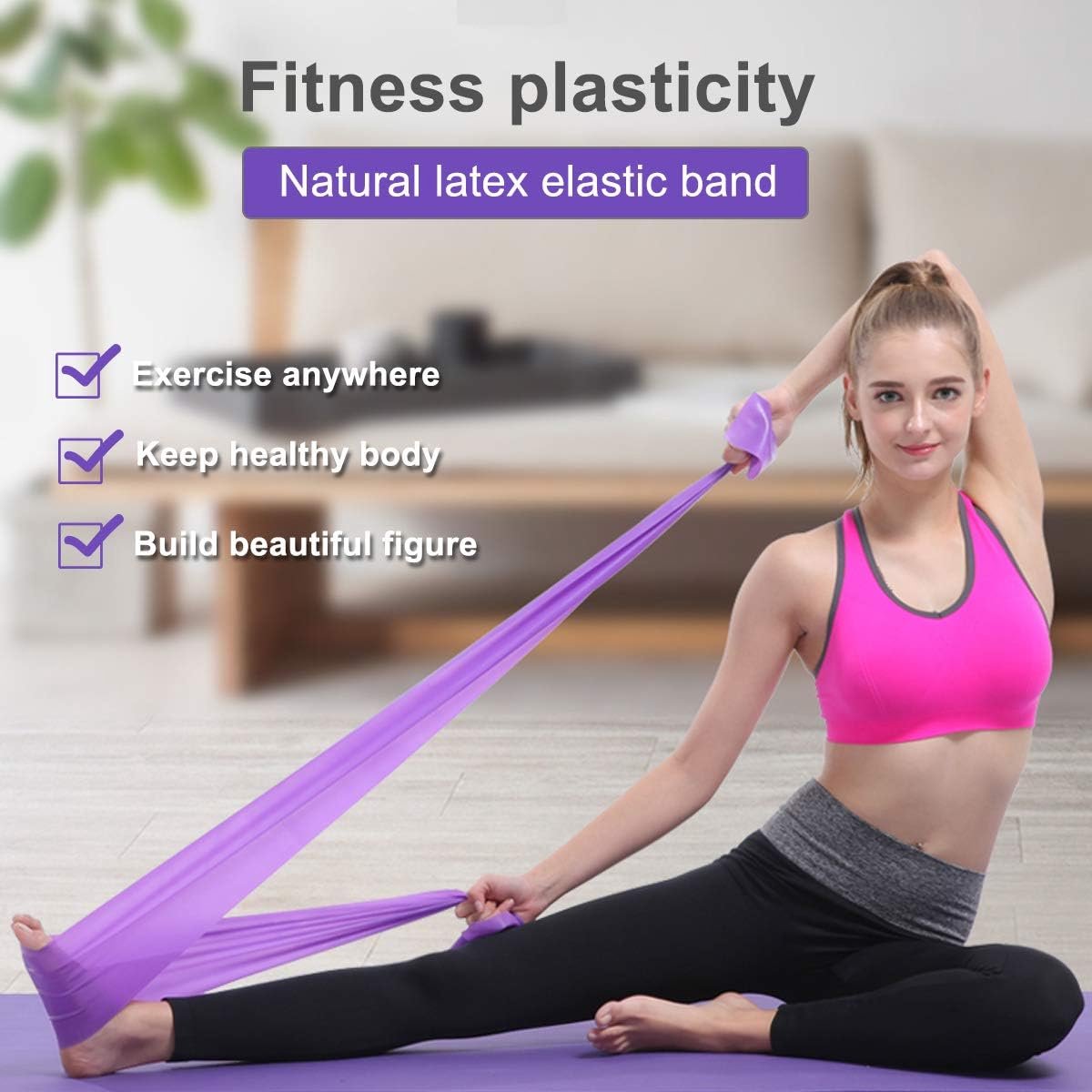 2 pieces - Exercise bands - 1.5 m - Resistance band - Resistance bands - Silicone exercise bands - yoga band - pilates band - sports band - Fitness elastic bands - Fitness equipment - For yoga, pilates, rehabilitation in the gym or at home - Image 2