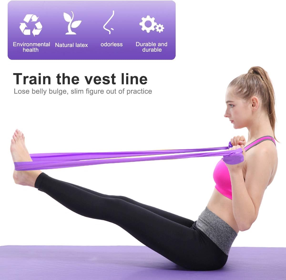 2 pieces - Exercise bands - 1.5 m - Resistance band - Resistance bands - Silicone exercise bands - yoga band - pilates band - sports band - Fitness elastic bands - Fitness equipment - For yoga, pilates, rehabilitation in the gym or at home - Image 5