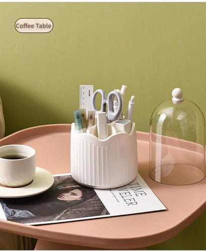 Makeup brush storage box - Makeup brush holder - 360-degree rotatable - Cosmetics storage box - Makeup brush storage box - Brush holder - Suitable for dressing table, bathroom counter, desk - White - Image 4