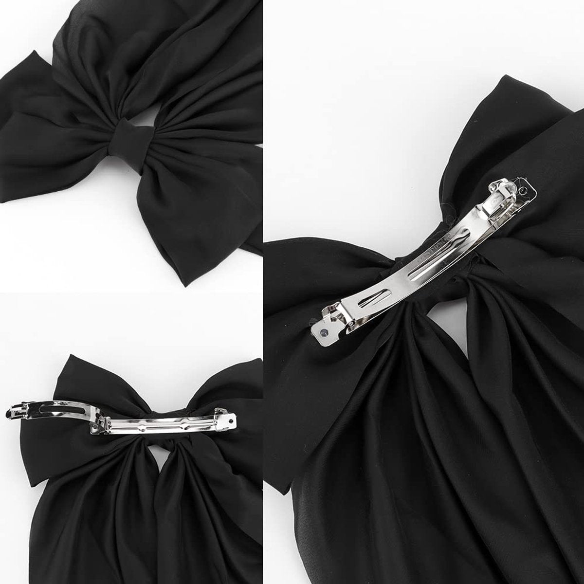 2 pieces - Hair clamp - butterfly hairpin - Hairpin - Hair clip - Hair ornament - Bows of silky soft satin ribbon - Hair accessories - Hair accessories - Hair clamps - large bows for women - Headbands - Bows - Black/White - Image 3