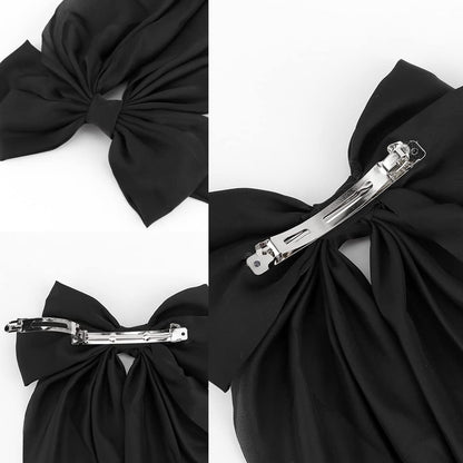 2 pieces - Hair clamp - butterfly hairpin - Hairpin - Hair clip - Hair ornament - Bows of silky soft satin ribbon - Hair accessories - Hair accessories - Hair clamps - large bows for women - Headbands - Bows - Black/White - Image 3