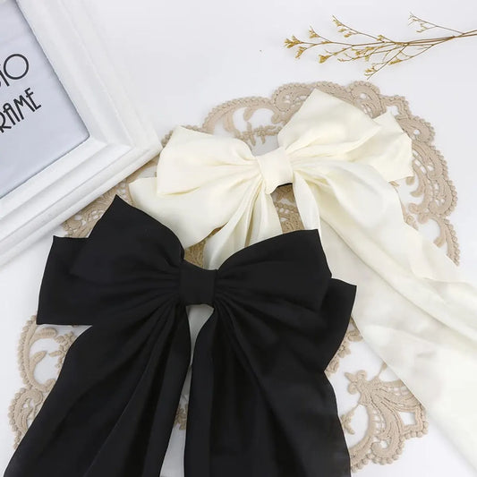 2 pieces - Hair clamp - butterfly hairpin - Hairpin - Hair clip - Hair ornament - Bows of silky soft satin ribbon - Hair accessories - Hair accessories - Hair clamps - large bows for women - Headbands - Bows - Black/White - Image 4