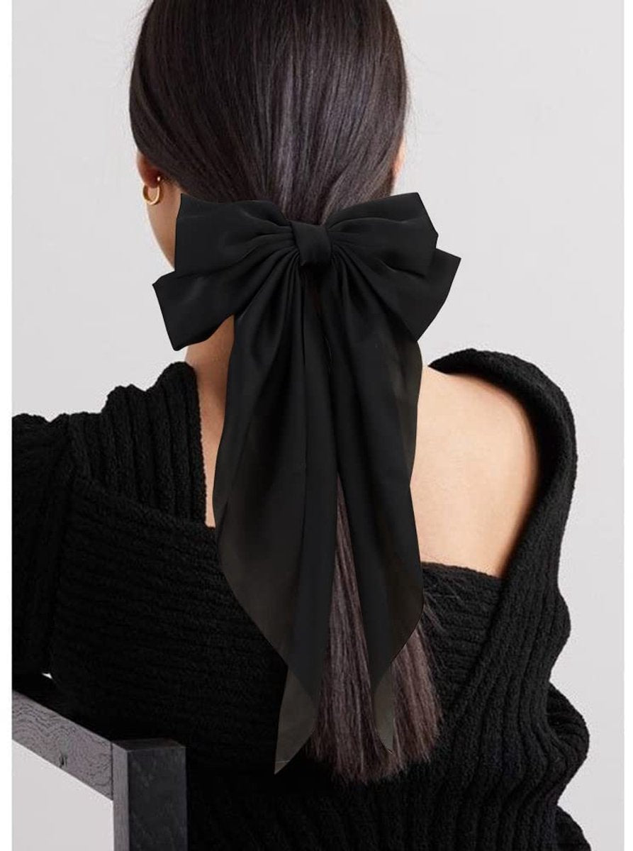 2 pieces - Hair clamp - butterfly hairpin - Hairpin - Hair clip - Hair ornament - Bows of silky soft satin ribbon - Hair accessories - Hair accessories - Hair clamps - large bows for women - Headbands - Bows - Black/White - Image 5