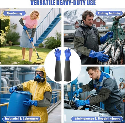 Long rubber gloves - Gloves - Waterproof gloves - Pond gloves - Car wash gloves - Clothing gloves - Care gloves - Waterproof/oil-resistant/acid- and alkali-resistant - waterproof PVC - 70 cm - blue - Image 3