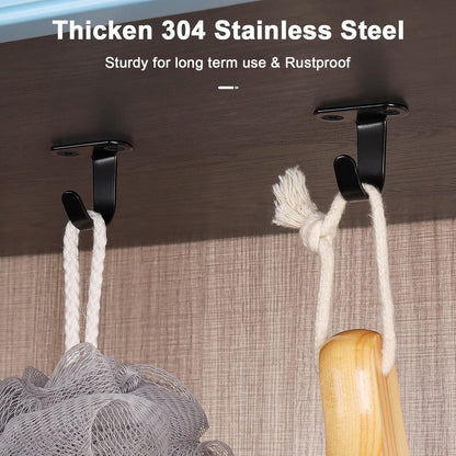 12 Pieces - Ceiling Hook Mounting - Stainless Steel Coat Hook - Under the Shelf - Top Mount Towel Hooks - Clothes Hook - For Ceiling Hooks, Under-Shelf Hangers, Towel, Coat Hooks, Bathroom, Kitchen Cabinets - Image 3