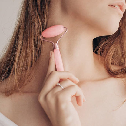 Rose Quartz Jade Roller & Gua Sha Stone - Facial Roller & Gua Sha Set - Natural Jade Roller - Facial Roller - Jade Roller - Facial Massage - for Lymphatic Drainage, Anti-Aging, Wrinkle Reduction, Anti-Puffiness & Radiant Skin - Image 4